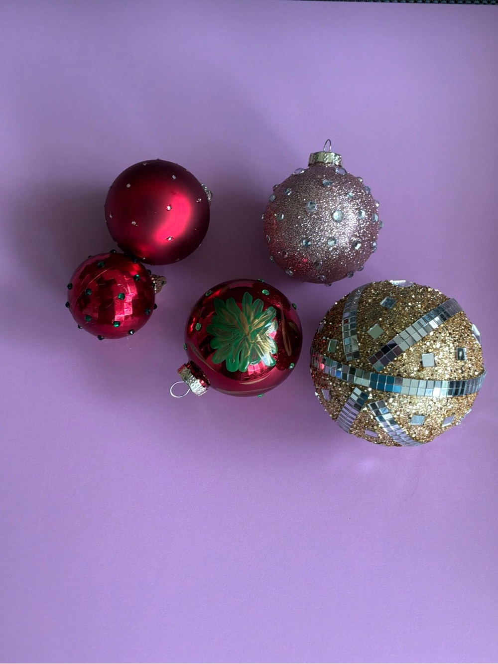 Hand Crafted Red and Gold Festive Ornament Set